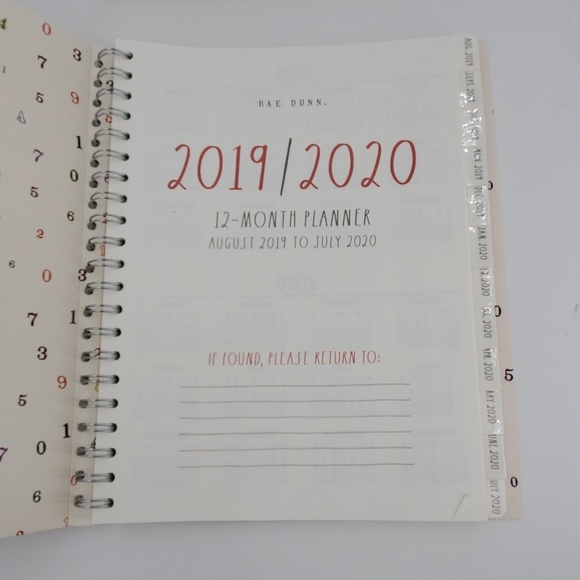 🆕️RAE DUNN PLAN AHEAD 2019/2020 Full Size Planner - Picture 3 of 7